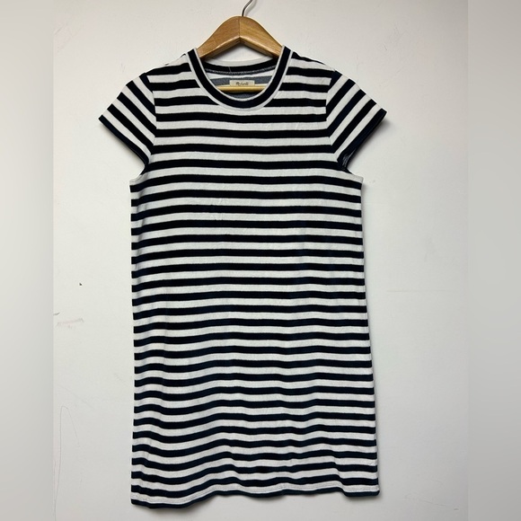 MADEWELL CORDUROY BLEND STRIPED SHORT SLEEVE KNEE LENGTH COZY WARM DRESS SIZE M - Picture 2 of 8